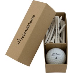 Boite cadeau de golf avec tees et balle écolo logotés