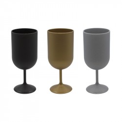 Verre à vin en plastique personnalisé noir, doré ou argenté