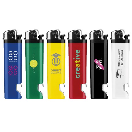 Briquet ouvre-bouteille personnalisé "GO" avec décapsuleur